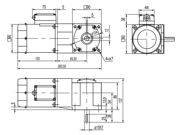 High Torque Low Speed Competitive Price 5rk90gn 90mm 90W Three Phase Micro AC Electric Geared Reductor Motor Ear Mounted