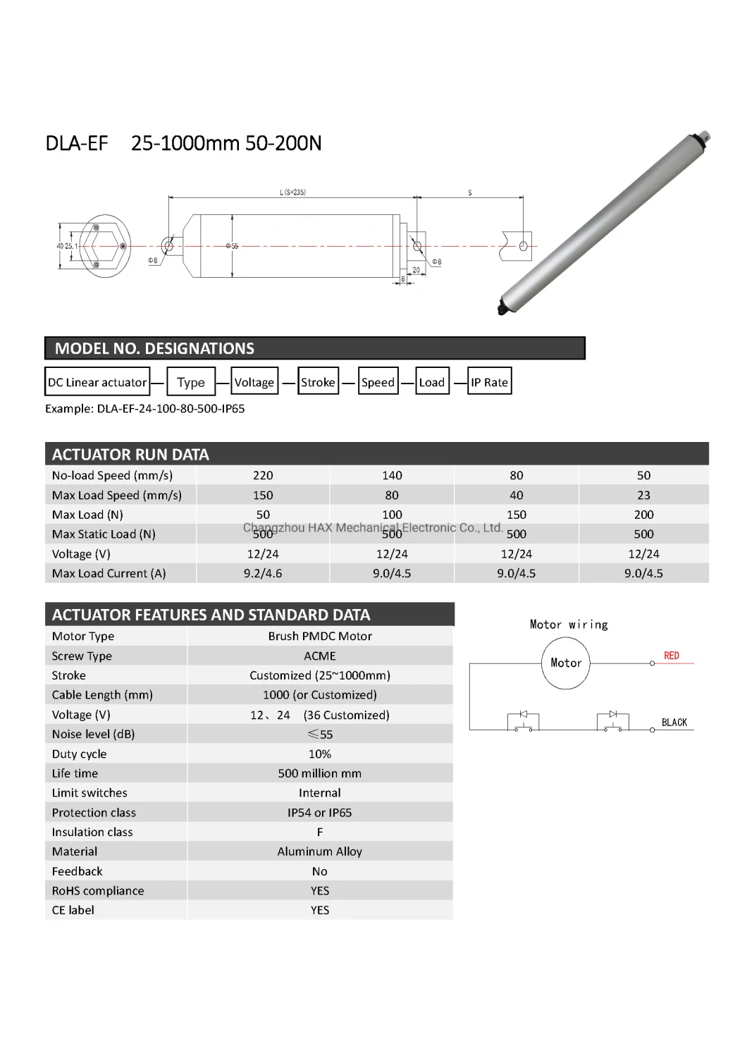 High-Speed 230mm/S Low Power 200n Linear Electric Actuator 12V Price for Multiple Use