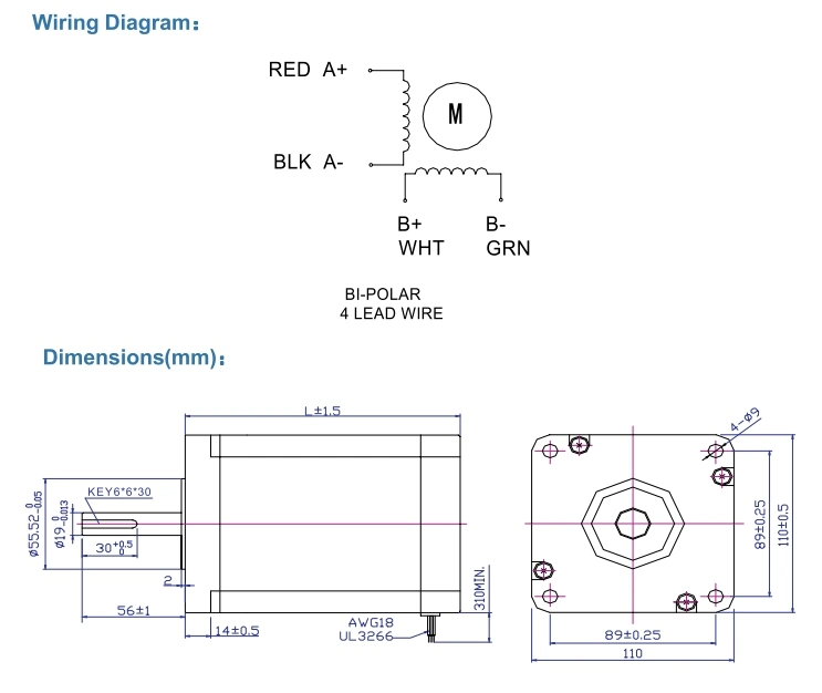 2 Phase 42HS Step 110mm NEMA42 Hybrid Step/Stepping/Stepper Motor for CNC Machine